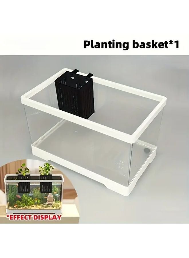 Black Square Acrylic Aquarium Tank with Planting Basket for Fish Turtles Shrimp - Image 3